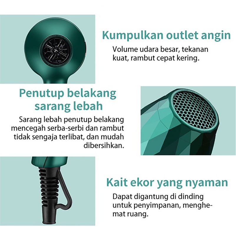 Pengering Rambut Compact Hair Dryer Hijau / Hair Dyer Mini Alat Profesional Beauty Salon