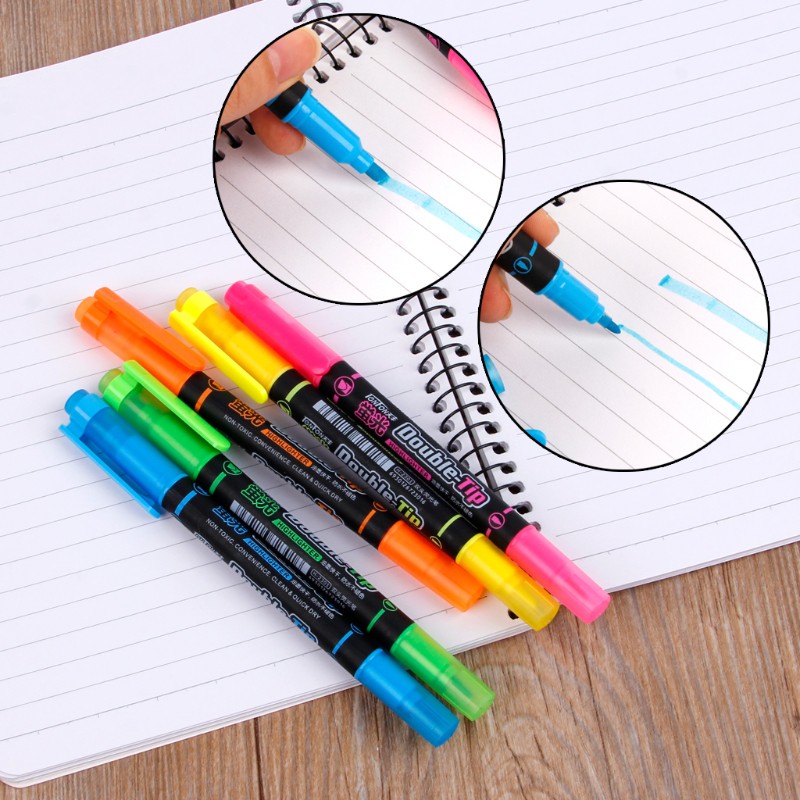 

Ongkir Gratis ya 5PC Mixed Color Double Head Pen Marker Pen Highlighters For Office School Supply