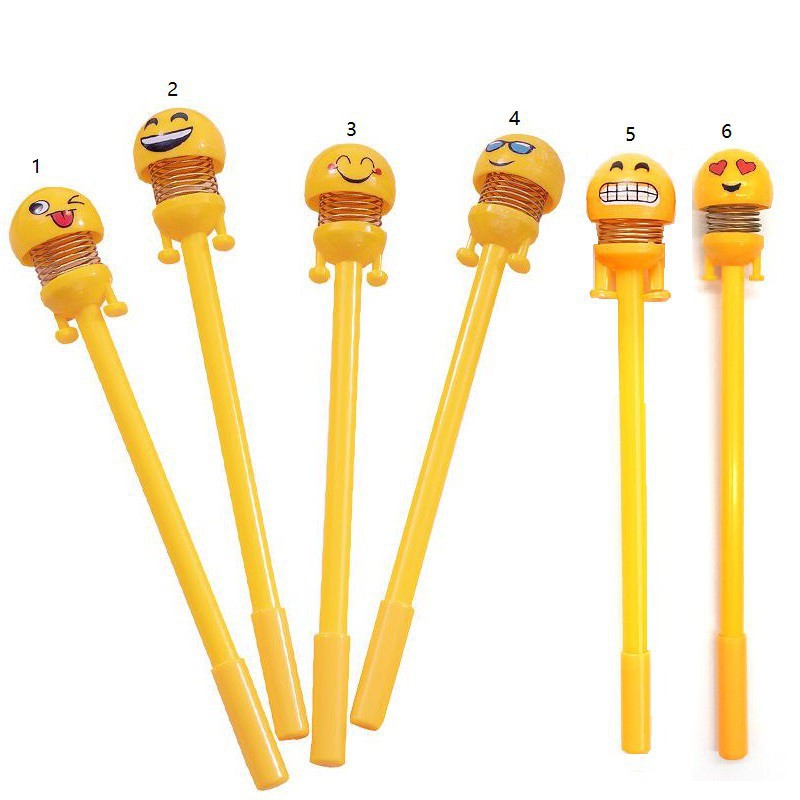 MurmerOfficial R163 Pena Emoticon Per Karakter Unik Lucu Emoji Karakter Smile Spring Doll Pen Import