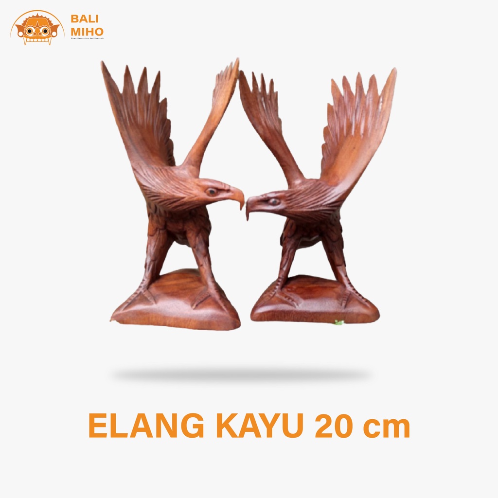 Patung Burung Elang 20 cm Kayu - Patung Elang - Patung Burung Garuda - Patung Burung Rajawali - Patu