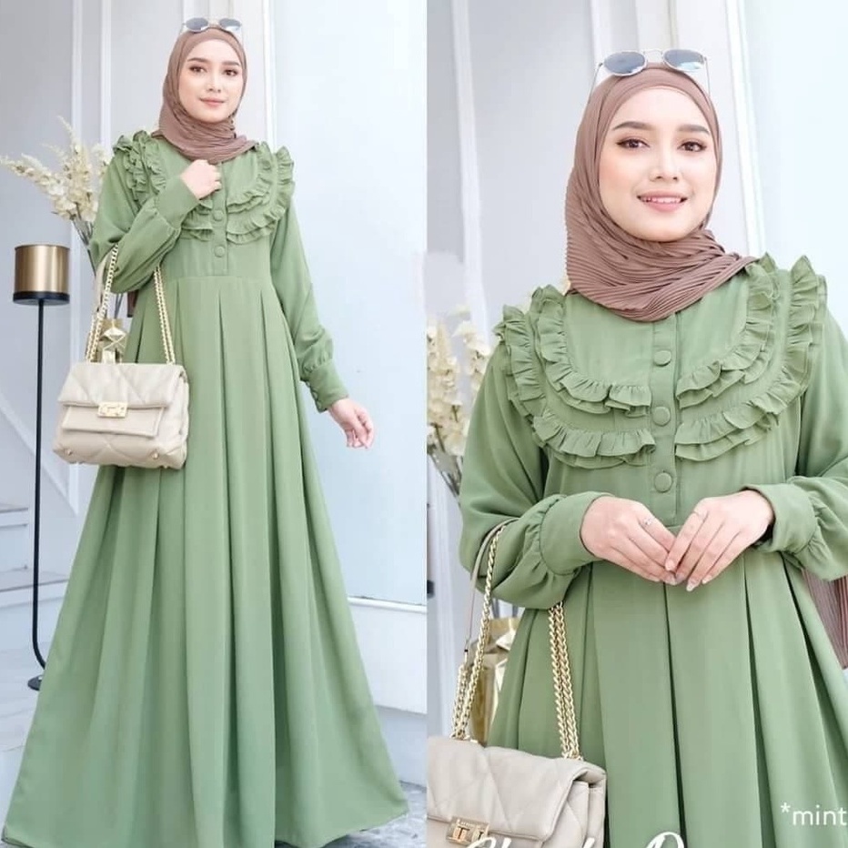 MODEL GAMIS LEBARAN 2023 TERBARU BAJU GAMIS SYAR'I MUSLIM DEWASA /  Variasi Rempel Dada Gamis Rempel