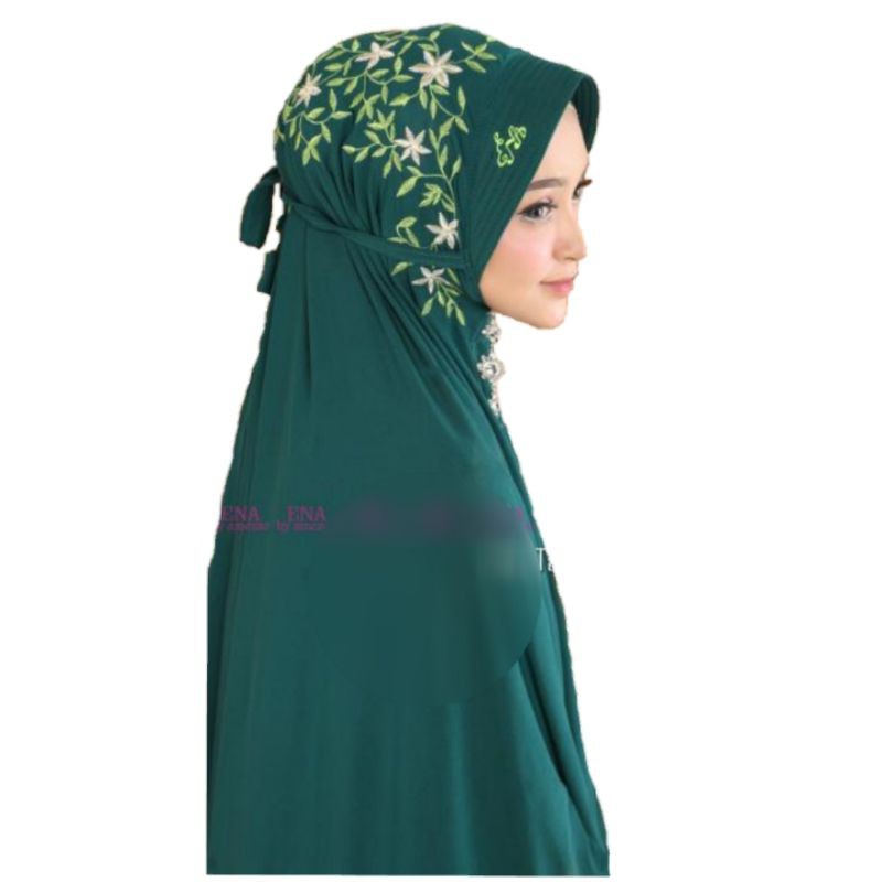 Hijab Instan Jumbo Ena Bordir bunga Pet tali