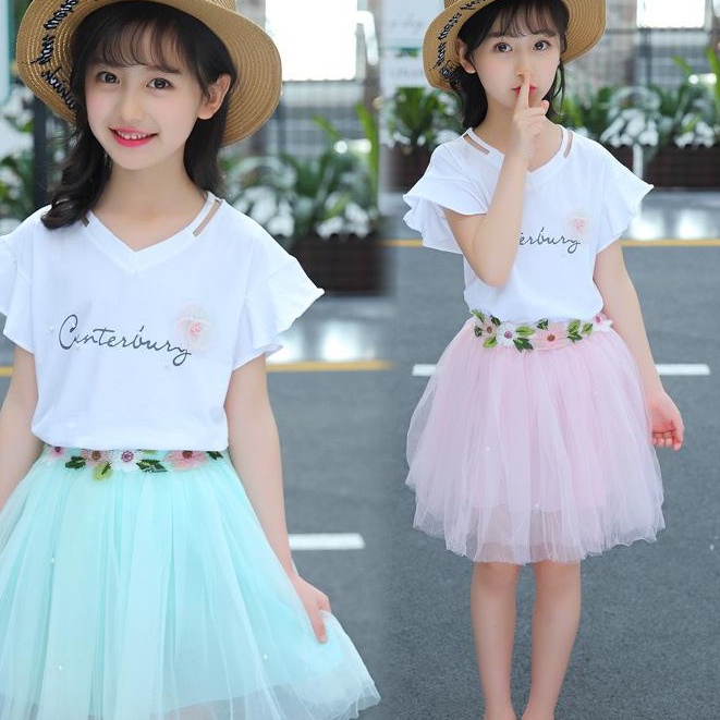 Cherry COD Setelan Anak Perempuan Set Clothes and Skirt / Baju Anak Cewek Import / Baju Anak Korea D50