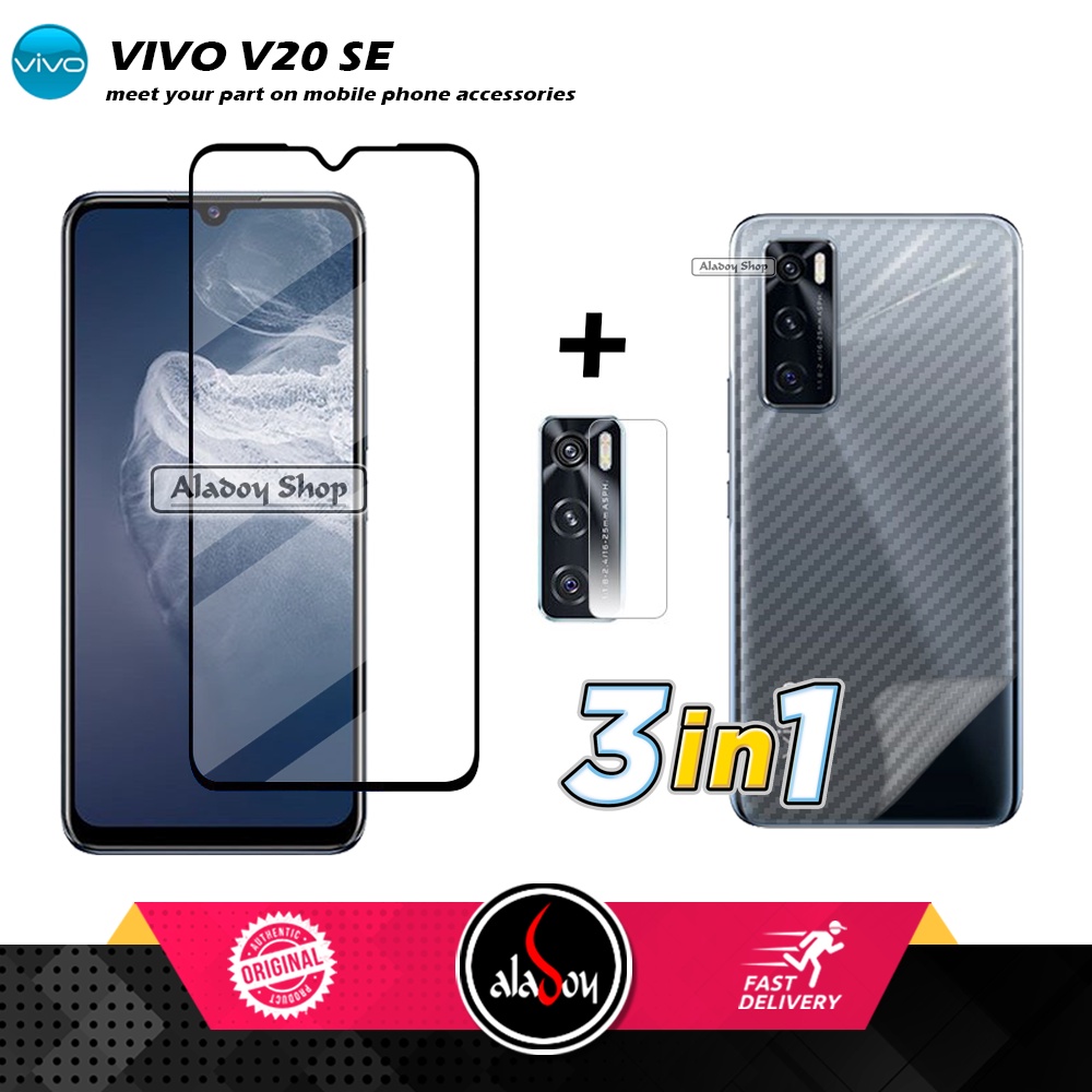 Tempered Glass Layar VIVO V20 SE Free Tempered Glass Camera dan Skin Carbon