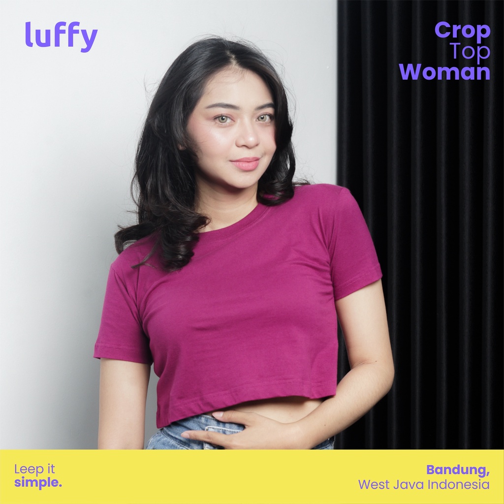 [ATASAN OVERSIZE CROP] Baju Kaos Oversize Crop Top Wanita Lengan Pendek MAGENTA