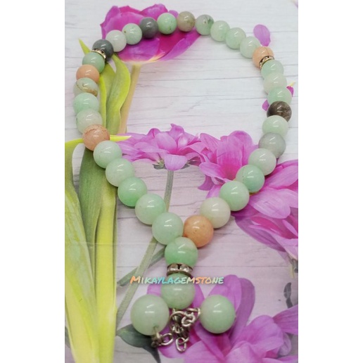 TASBIH BATU MORGANITE 33 BUTIR 10 MM 100% NATURAL