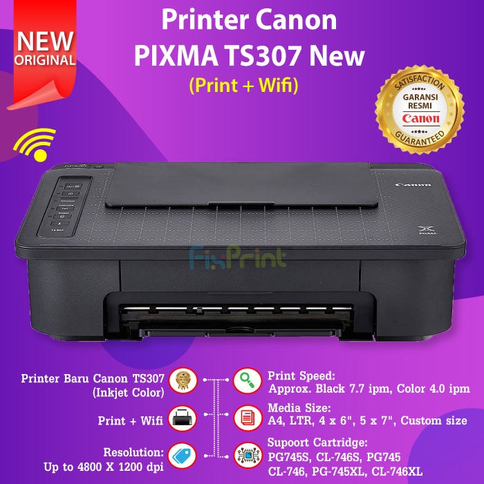 Printer Canon TS307 TS-307 WiFi Photo Printer Borderless Wireless (Scan Copy From Smartphone)