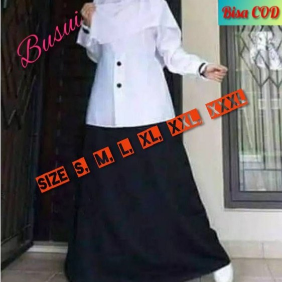 Baju Gamis pns syari putih hitam dress Dinas seragam kerja Murah polos remaja terbaru busui guru