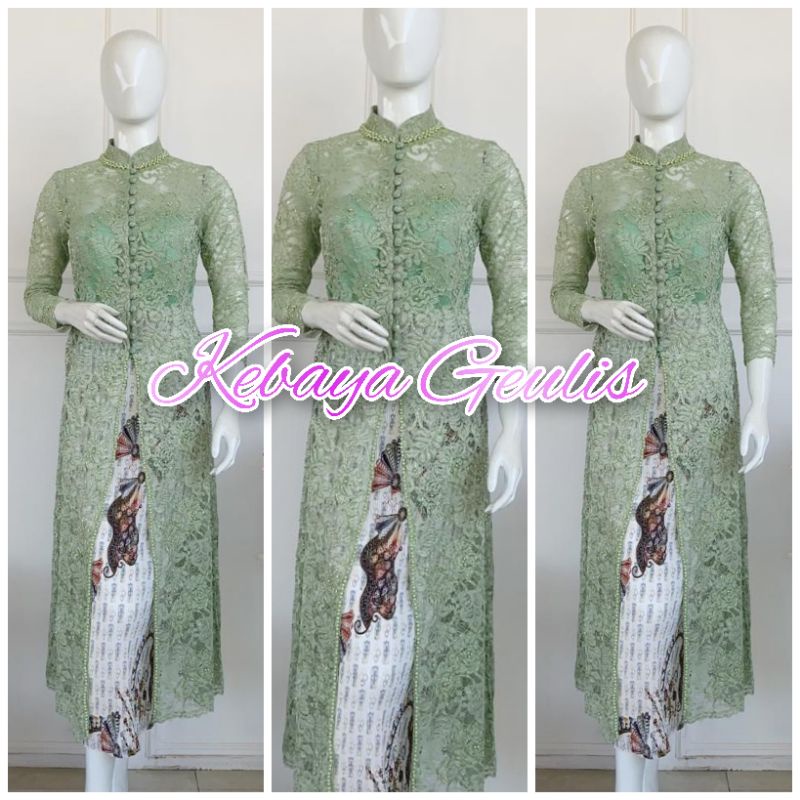atasan kebaya brukat sematakaki hijau sage