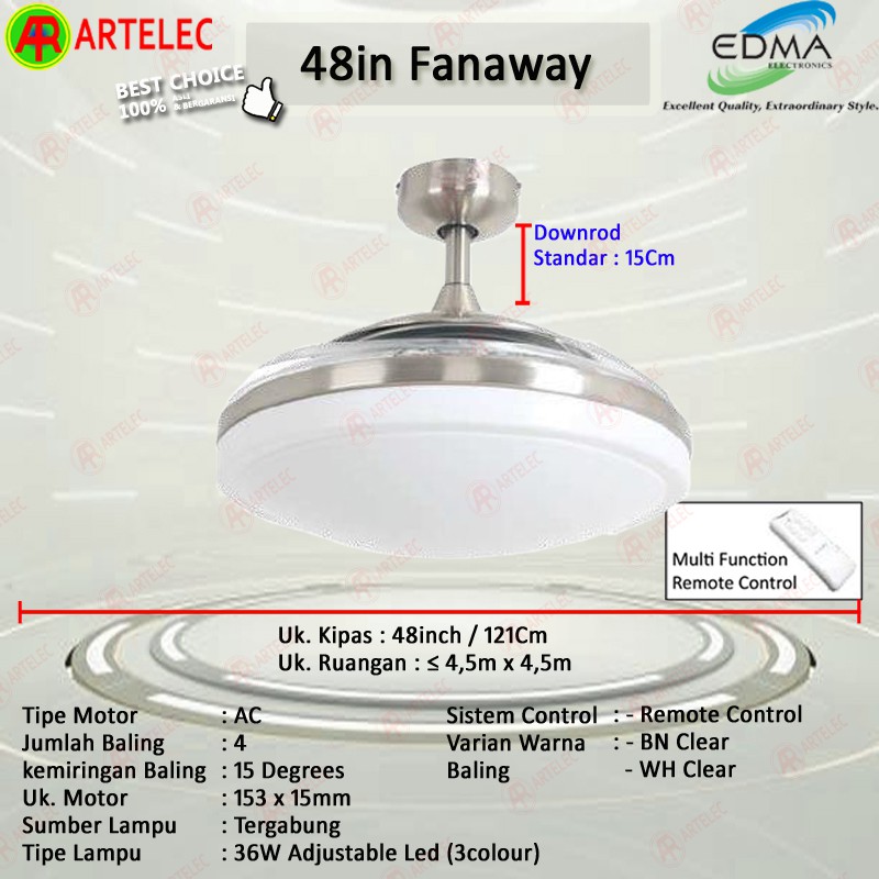 Kipas Angin Gantung MT EDMA 48in FANAWAY Kipas Angin Plafon kipas angin Dekorasi Mt Edma
