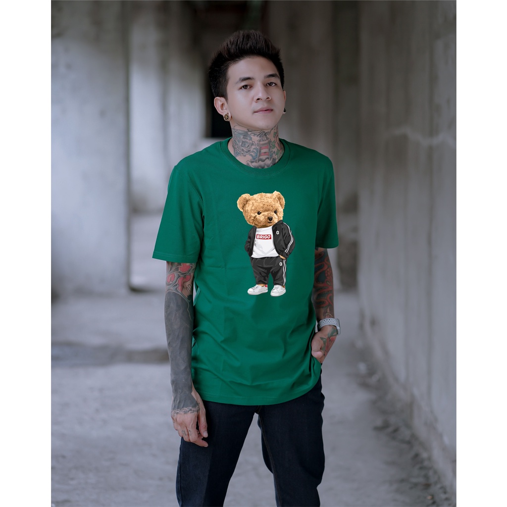 BRIGO Kaos Lengan Pendek Bear Sporty || Kaos Katun Combed M-XL || Kaos Distro BRIGO Beruang Sporty