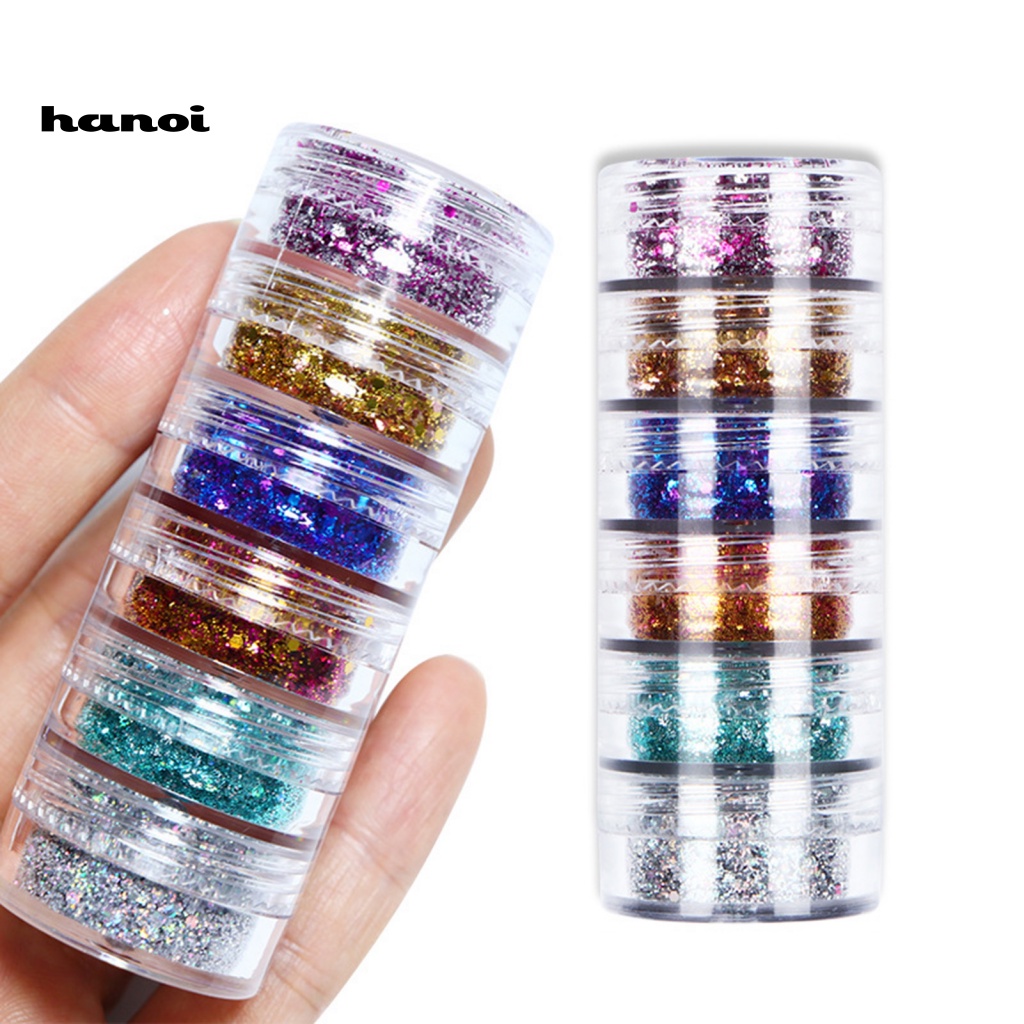 Han_ 1 Set Bubuk Sequin Glitter Dekorasi Nail Art / Manicure