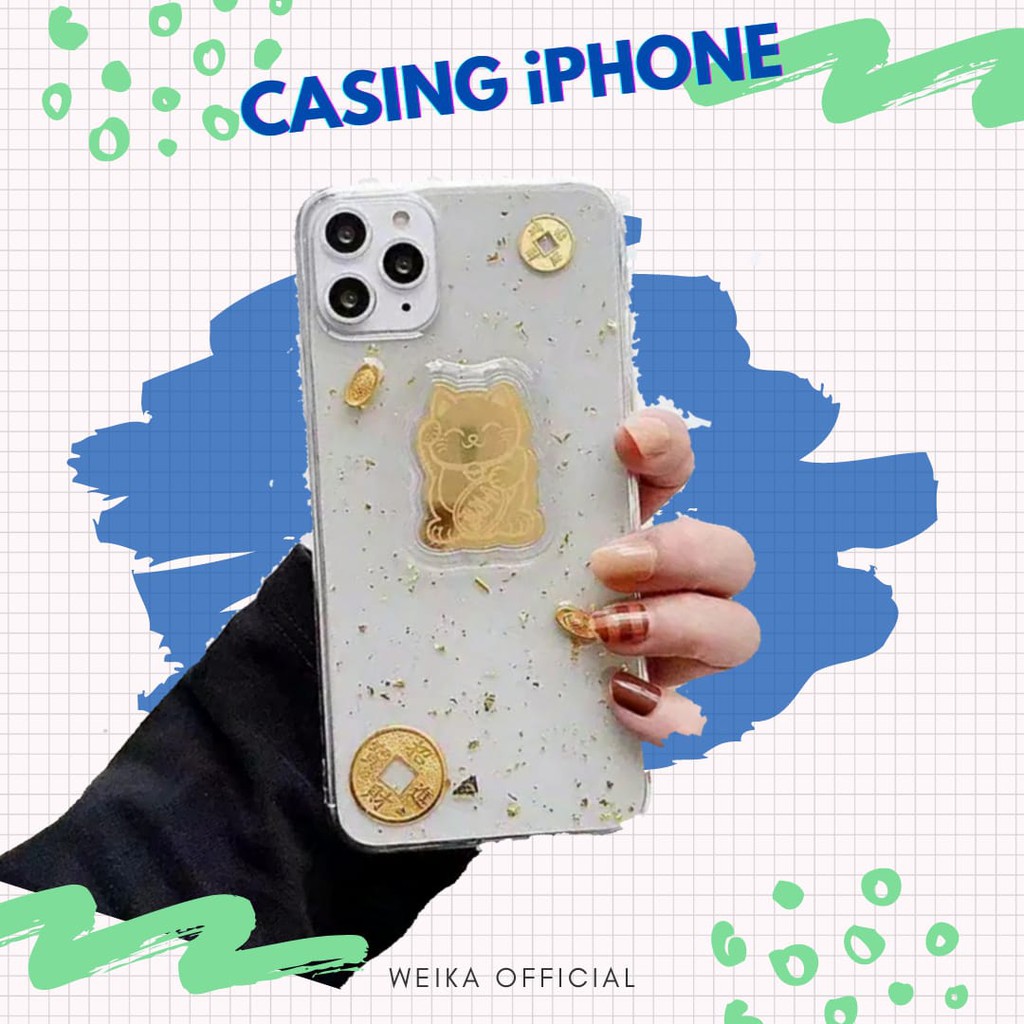 [CASING IMPOR] iPHONE Kucing Gongxifacai Imlek Gold Soft Case 6+ / XR / XS Max / 11 / 11 Pro Max by WEIKA COD