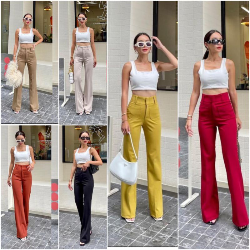 Ready Promthong C2P hw cutbray pants 2 pocket import bangkok celana wanita fashion murah bkk