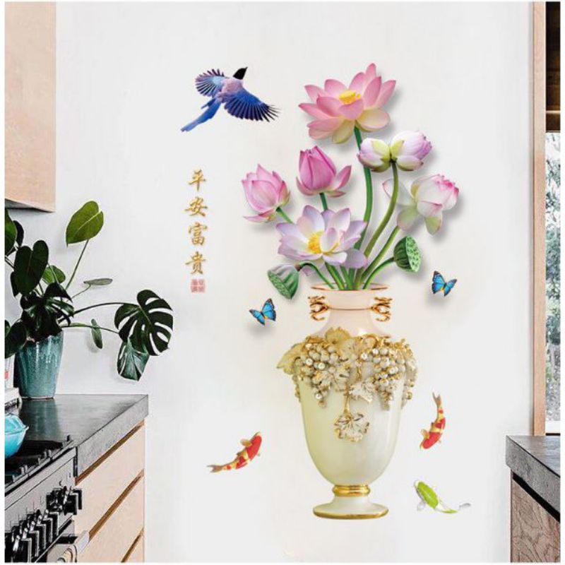 WALL STICKER 3D MODEL POT BUNGA GUCCI