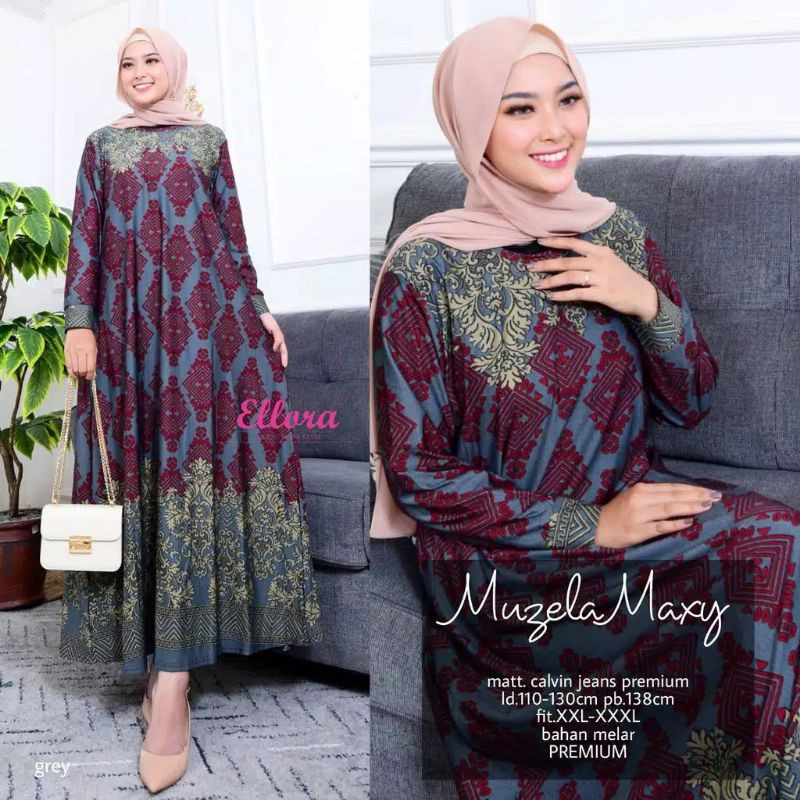 Muzela Ambika maxy Calvin jeans batik 4 warna cantik
