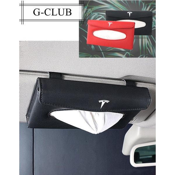 G-club Kotak Tisu Bahan Kulit PU Untuk Sun Visor Mobil Tesla