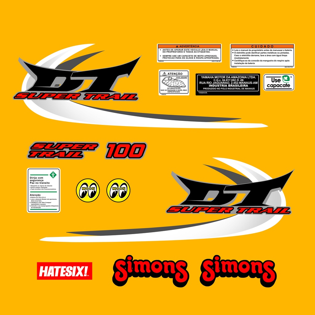 Sticker Decal Yamaha DT100 Brazil version Hatesix