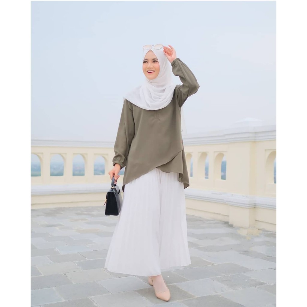 GF02 ~ RAMADHAN SALE [OBRAL] TURAM BLOUSE size S M L XL atasan muslim wanita matt PREMIUM CREPE HQ