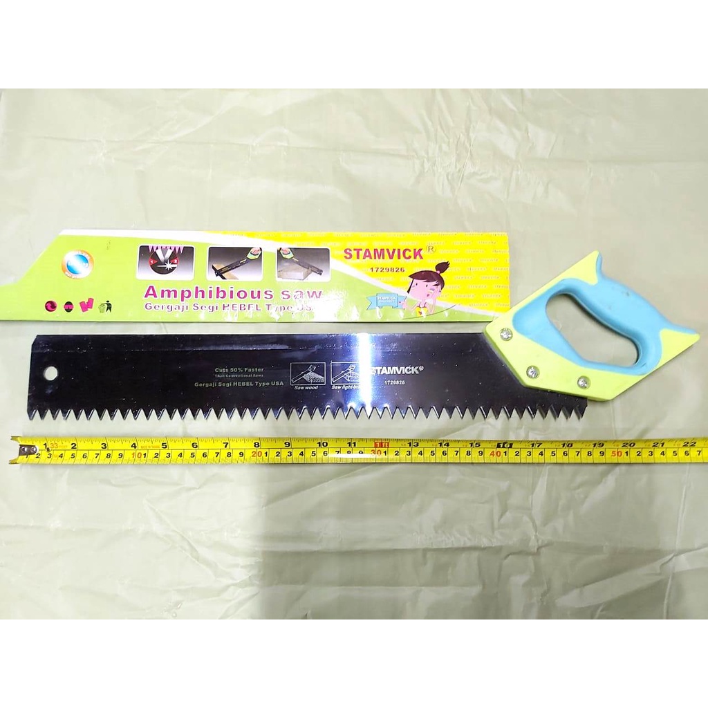 Gergaji Gg Karet Hebel/ Hand Saw/Gergaji hebel 18&quot; / bata ringan / heavy duty gagang fiber /GERGAJI DAHAN POTONG POHON RUMPUT KAYU