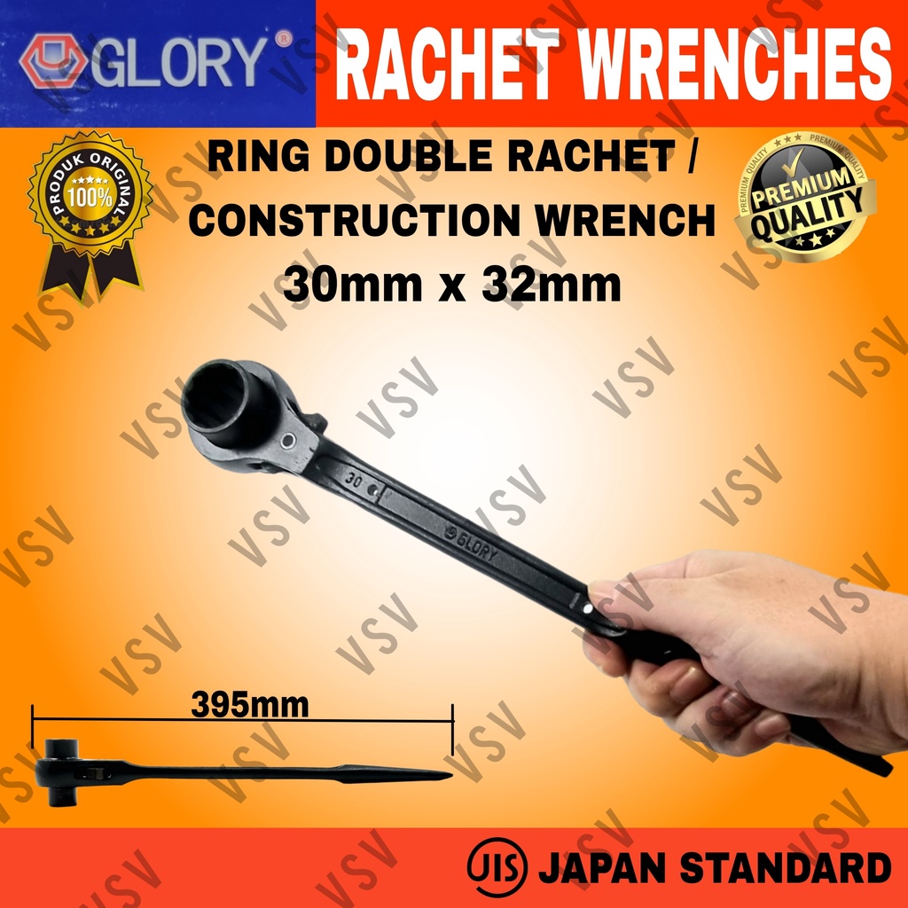 Kunci Ring Double Rachet 30x32mm Kunci Skafolding Construction Wrench Sok Rachet