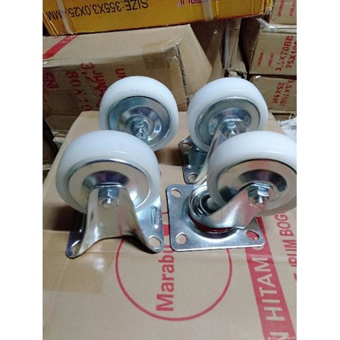 roda etalase roda troly 3&quot; nylon putih