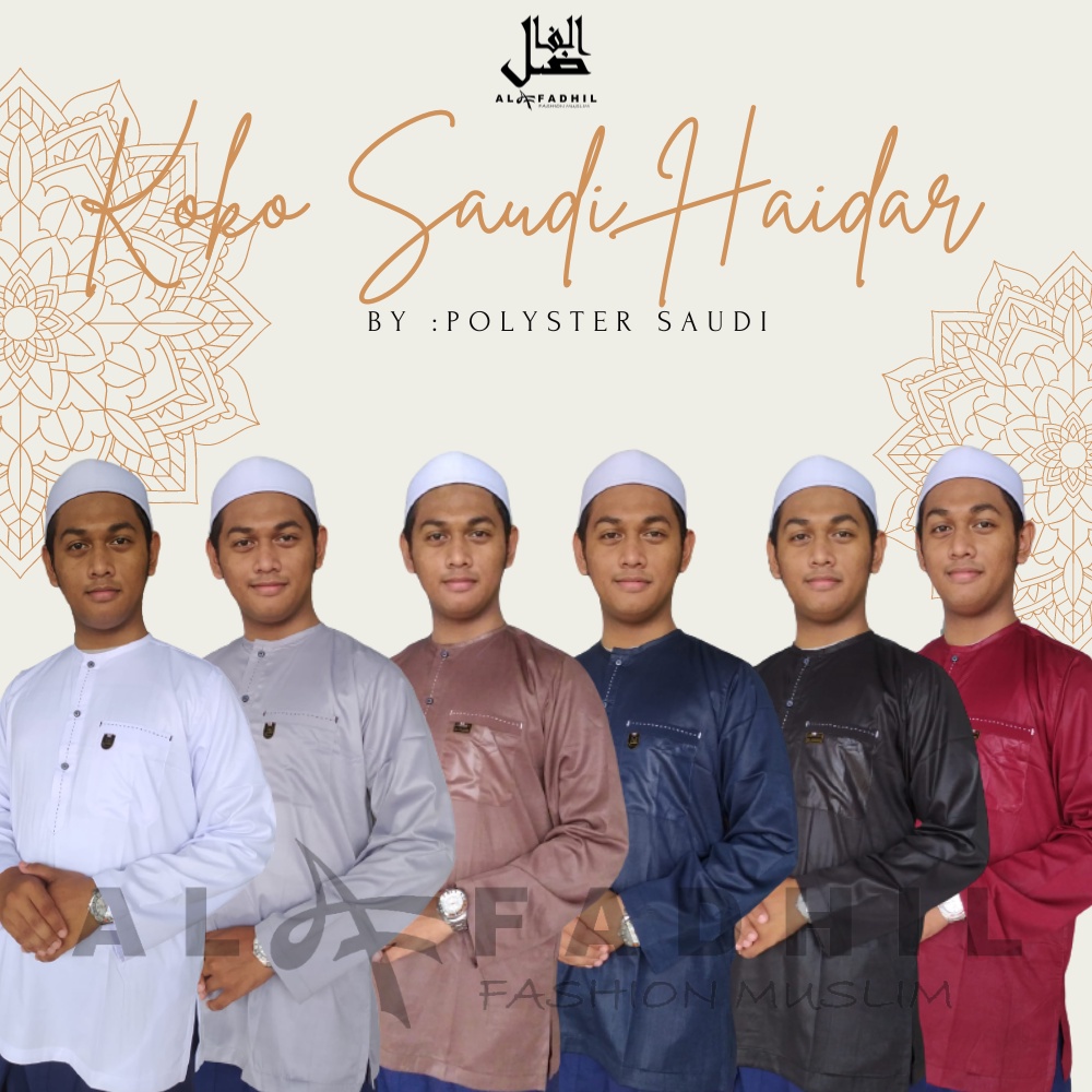 Al Fadhil Koko HAIDAR Baju Koko Pria Dewasa Lengan Panjang Premium Modern Fashion Muslim Laki laki P