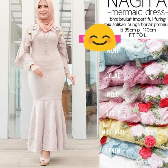 DRESS PESTA NAGITA MERMAID   MAXI LONG DRESS BRUKAT NAGITA