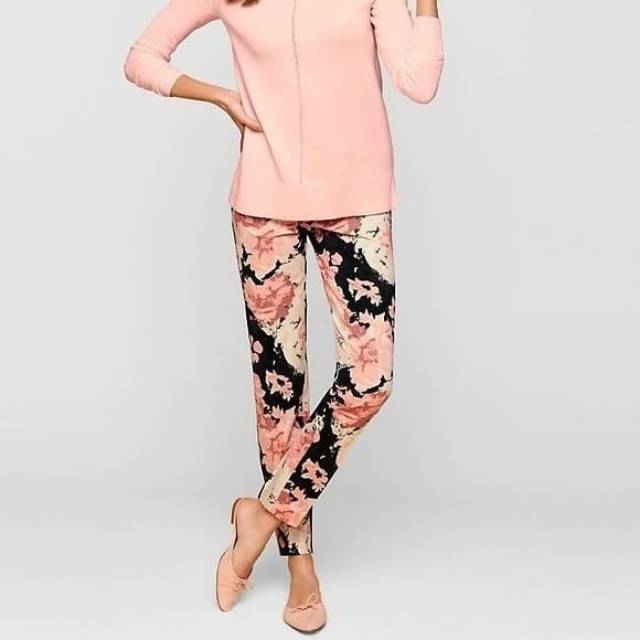mi talbots ankle black pink flower pants kaos polos polo babi matah cotton combed rantang branded