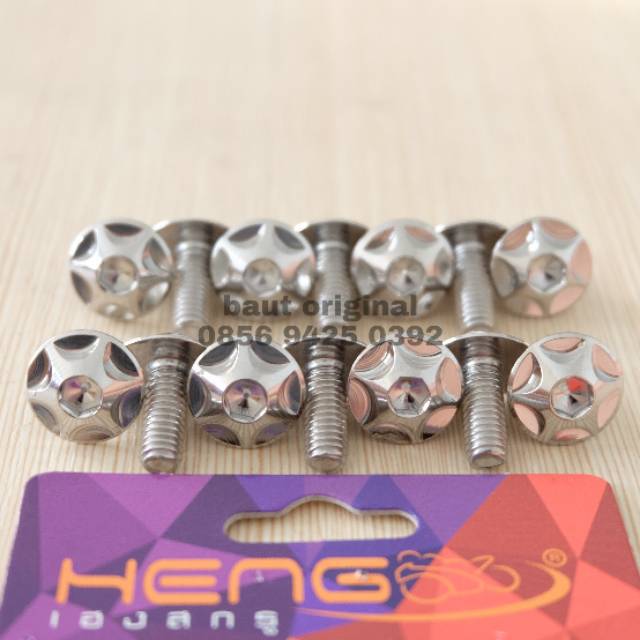 Baut payung probolt star silver stainless 6x15 drat 10 panjang 1.5 cm original heng thailand