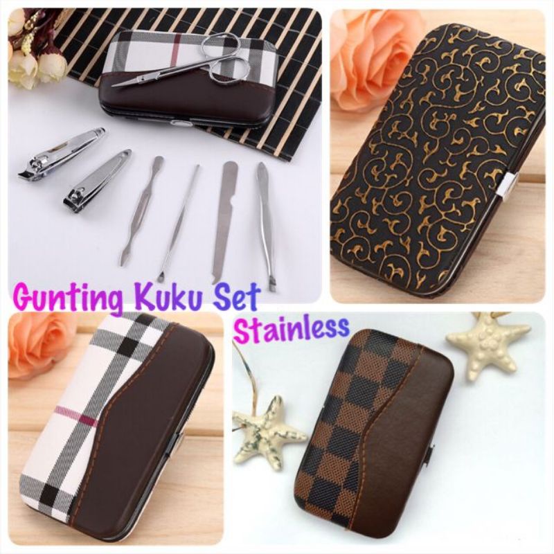 SILVER  7IN1  Gunting kuku set Manicure Pemotong Kuku Set 7 in 1  / 4 in1 / Alat Potong Kuku Set 7 in 1 / Alat Gunting Kuku Dompet /Peralatan Manicure Menicure 7in1 Mini / Gunting Kuku Set / Pembersih Kuku