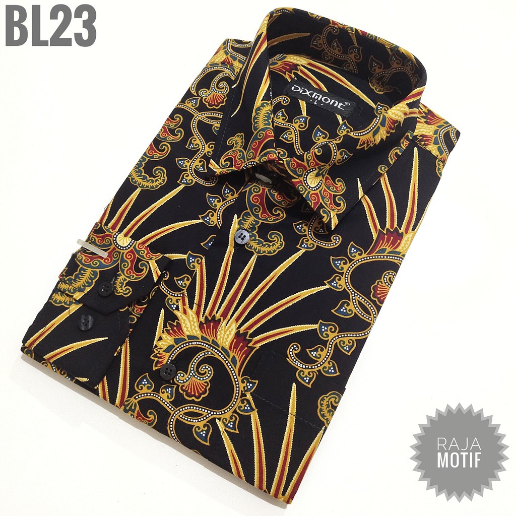 Kemeja Batik Pria Lengan Panjang BL23 Katun Modern Dixmont Semi Slimfit Premium