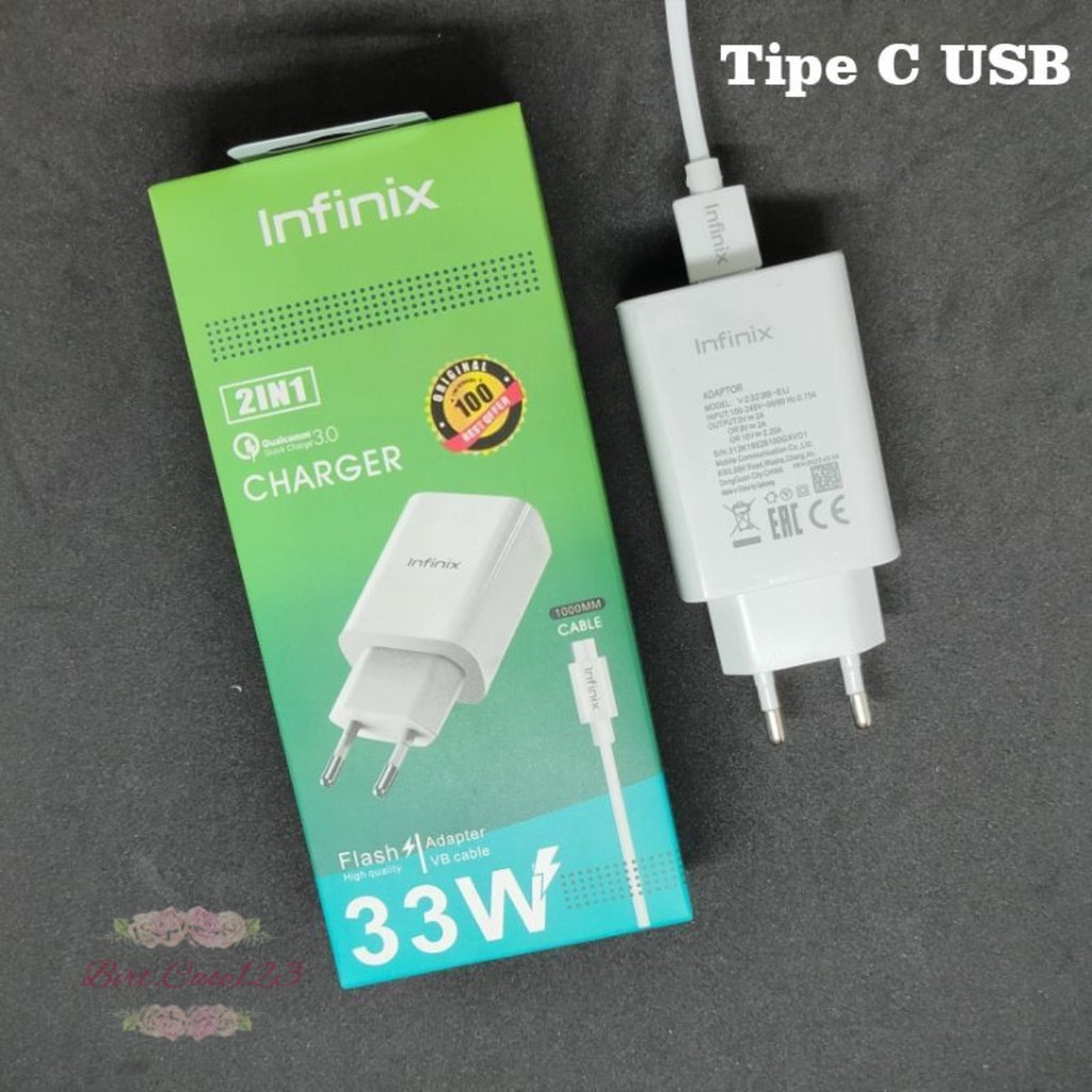 Charger Cashan Infinix Fast Charging 3A 33W ORIGINAL tipe c USB BC6539