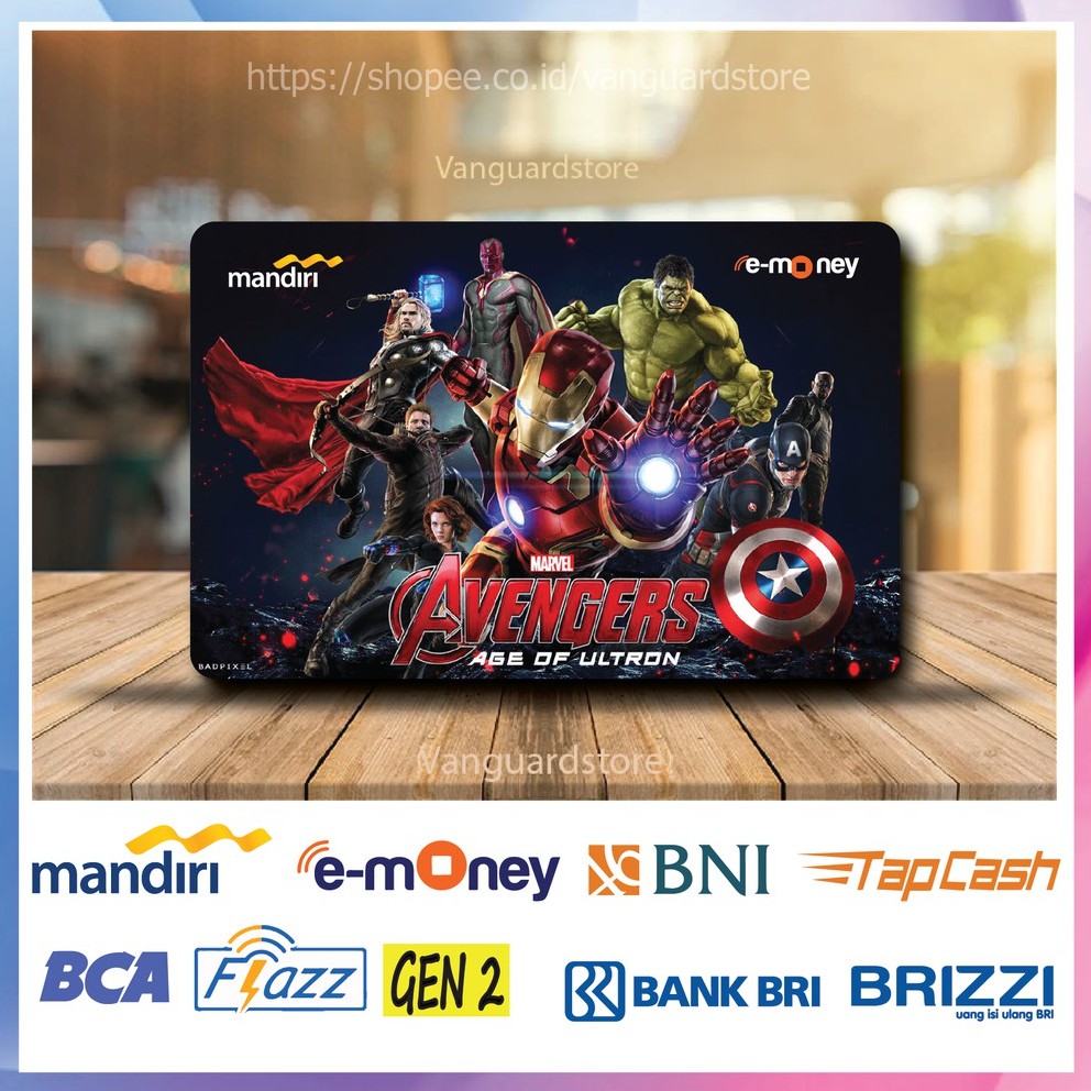 KARTU E MONEY E TOLL AVENGERS AGE OF ULTRON ANIME 12 EMONEY MANDIRI FLAZZ BCA BNI TAPCASH BRIZZI BRI