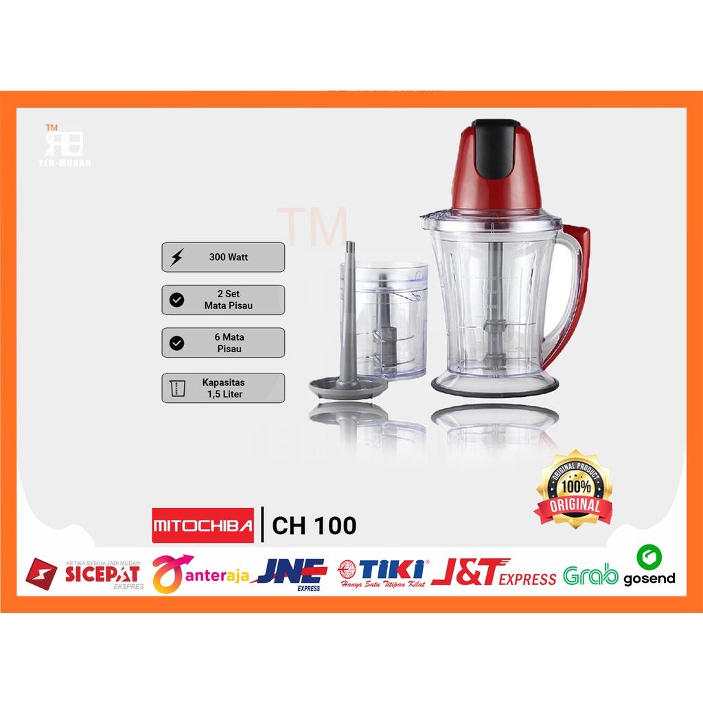 Food Chopper MITOCHIBA CH 100 Alat Penggiling dan Penghalus Bumbu  MITOCHIBA Food Chopper CH 100 Blender 1,5 Liter