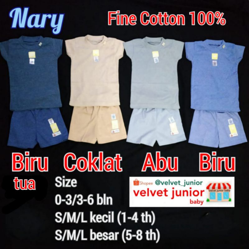 NARY Setelan Oblong Pendek Rib Celana Pendek Warna Denim Series