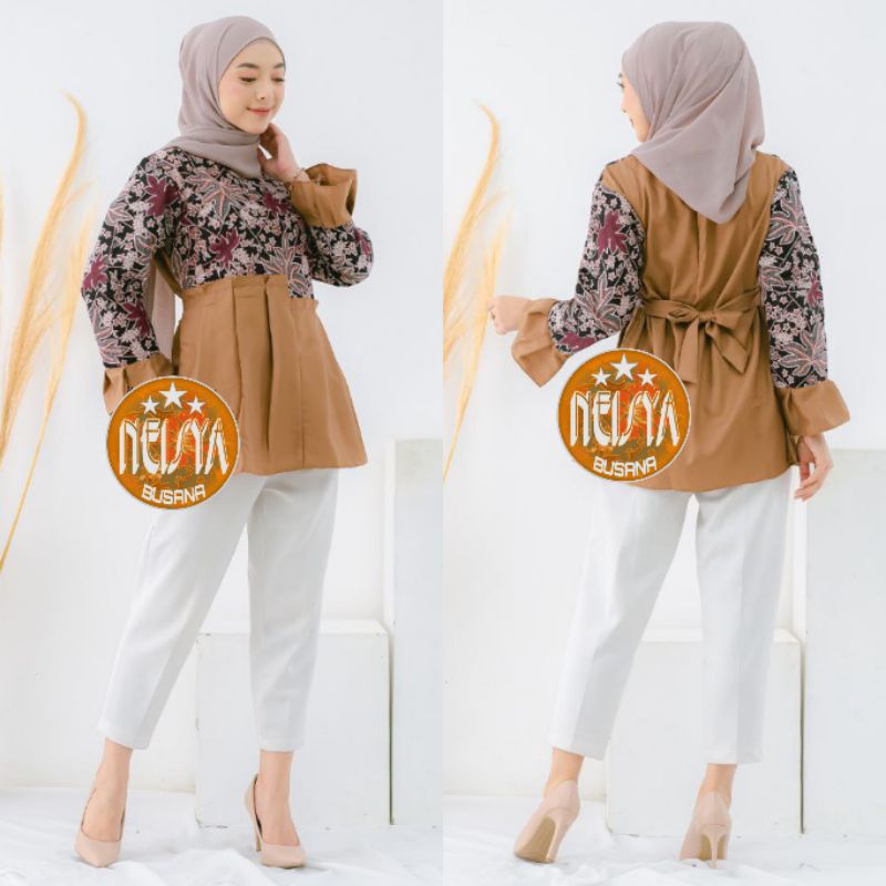 tey-17 Batik wanita ASJ SA HRB026 Kenongo Kemeja Tosca Pendek-Naura Milo