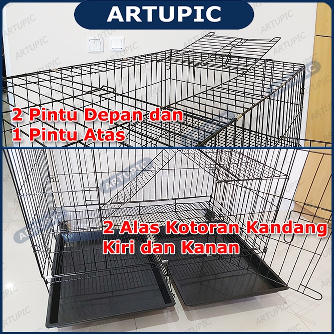 Kandang Anjing TINGKAT 90x60x120 cm ADA RODA XL-TINGKAT Kucing Kelinci Kandang Besi Lipat Tingkat Pupies Sugarglide XLTingkat Knockdwon