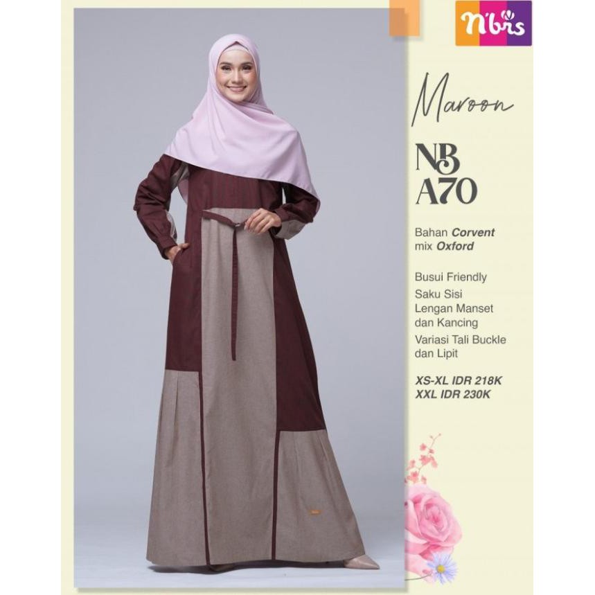( BISA COD ) BAJU GAMIS NIBRAS WANITA TERBARU 2020 PROMO DISKON NAVY MAROON ORI - MAROON, XS KOMPLIT
