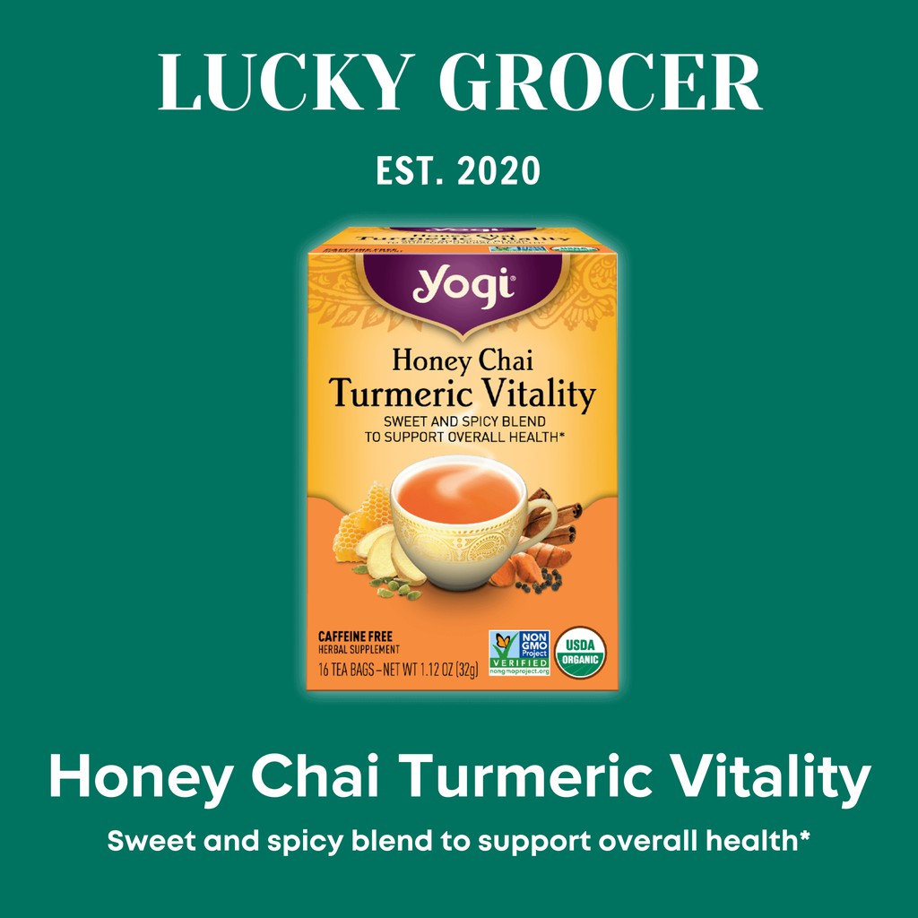 

Yogi Tea Honey Chai Turmeric Vitality Tea Teh Chai Madu Organik Herbal Sehat Bugar Caffeine Free