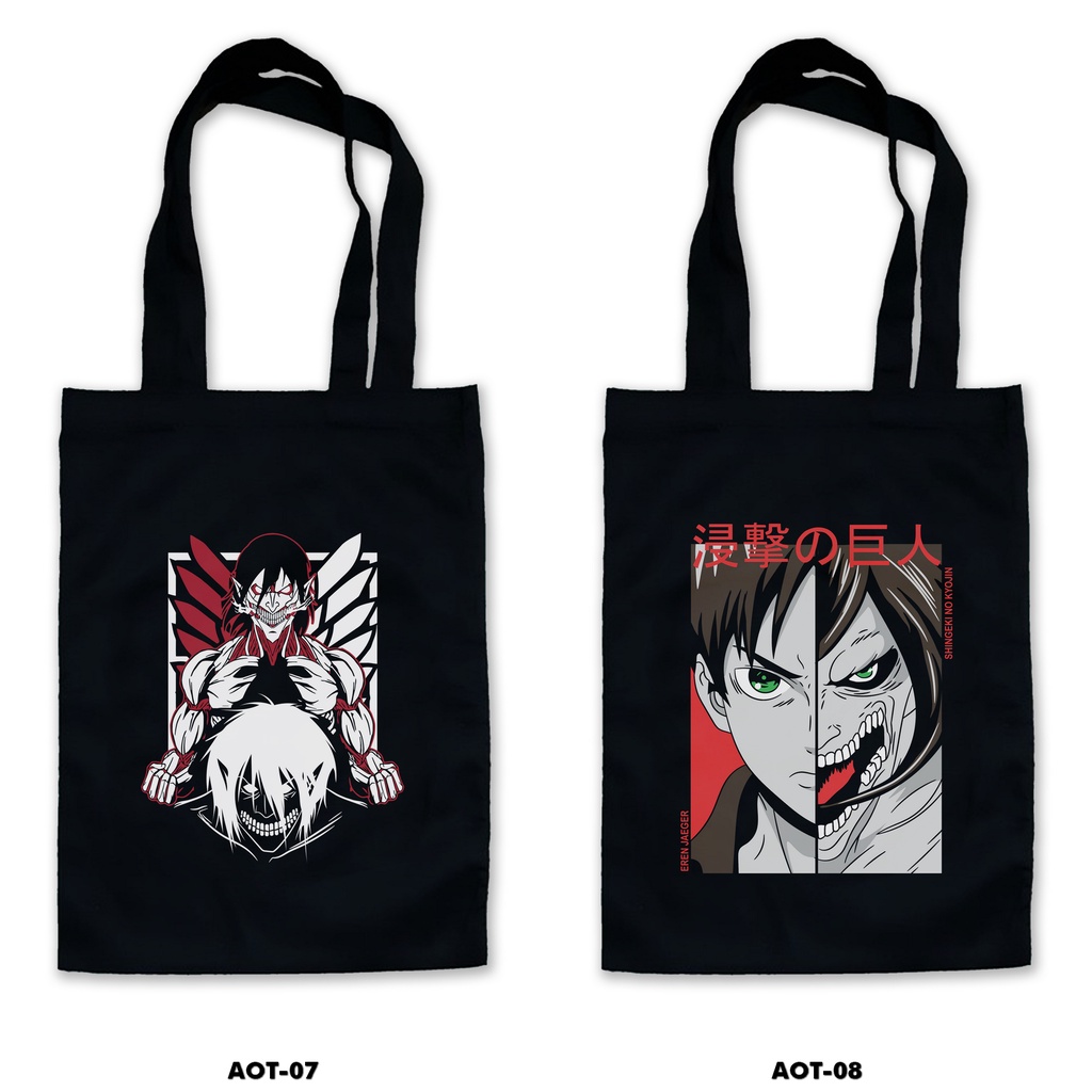 TOTE BAG HITAM - ATTACK ON TITAN /ANIME /MANGA