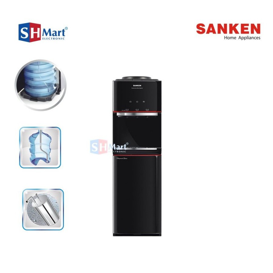 Dispenser Sanken Galon Atas Bawah Temper Glass Body HWD-Z990 BK Medan