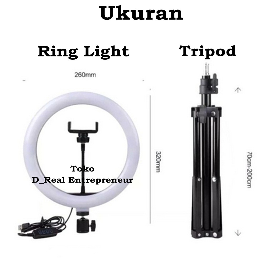 Ring Light Make Up Stand Tripod Lampu Selfie Vlog 26cm LED - Dreal Entrepreneur