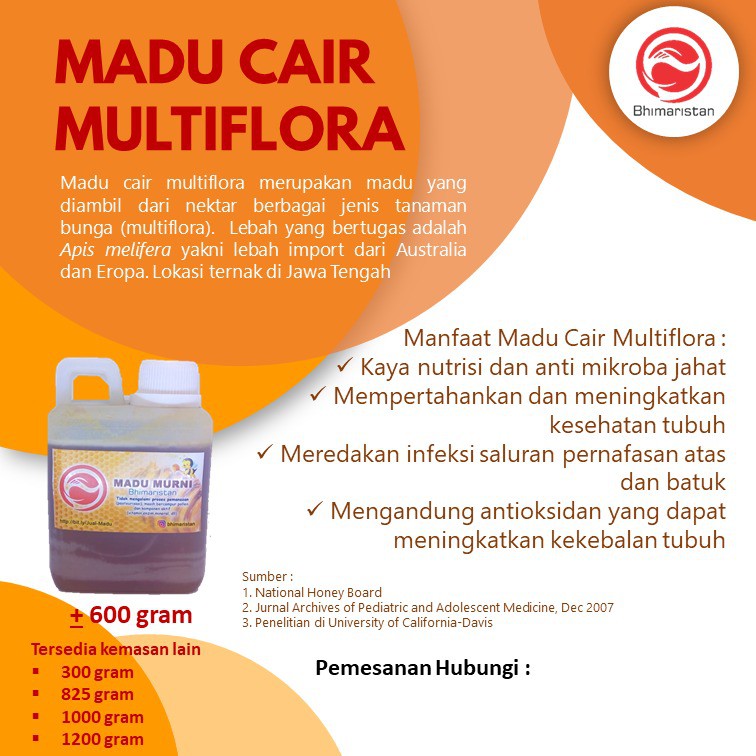 

Madu Murni Multiflora Bhimaristan 600 Gram