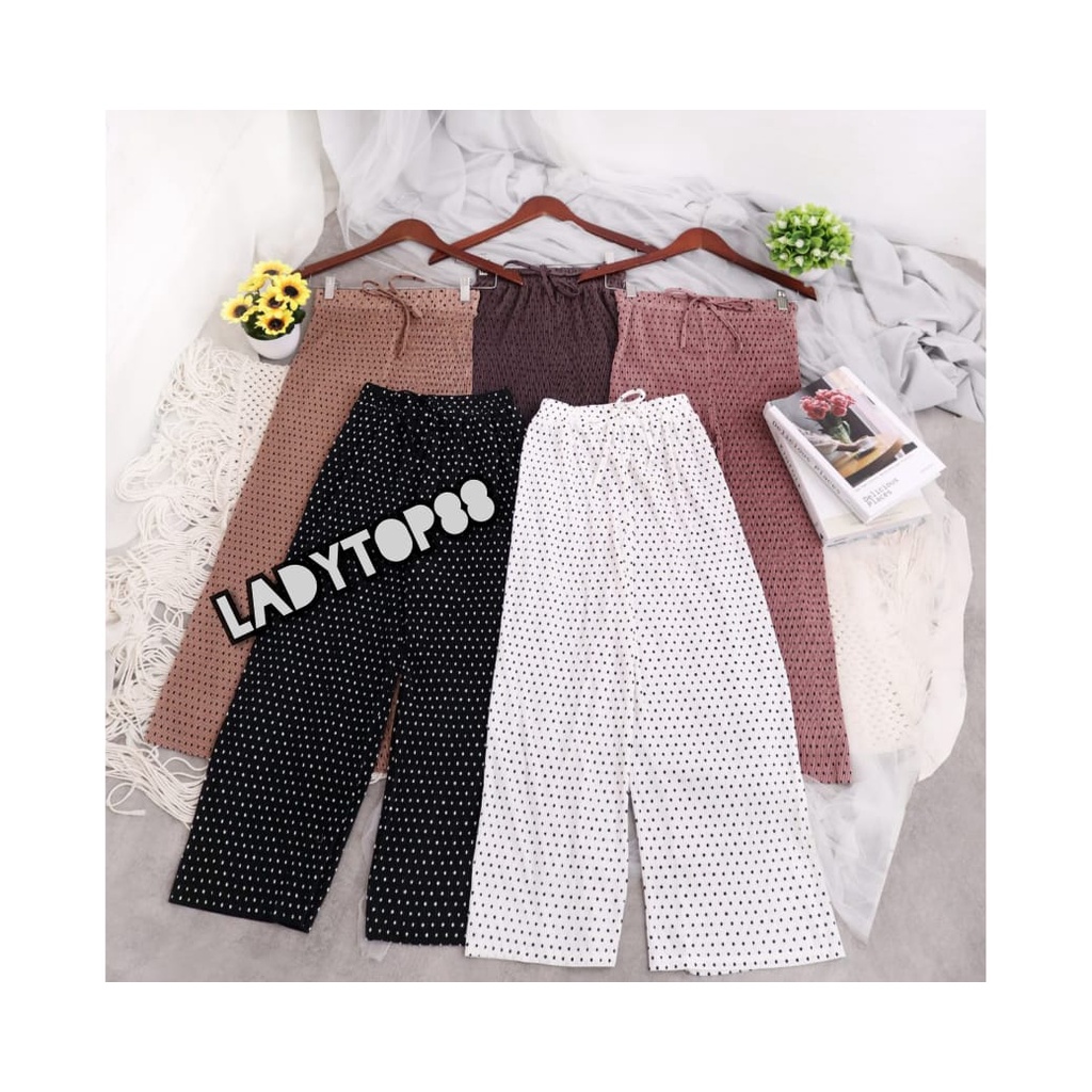KULOT PLISKET TALI LIDI MOTIF POLAKDOT TERBARU // CELANA SPAN TALI LIDI // KULOT LIDI SPAN MOTIF POLKADOT