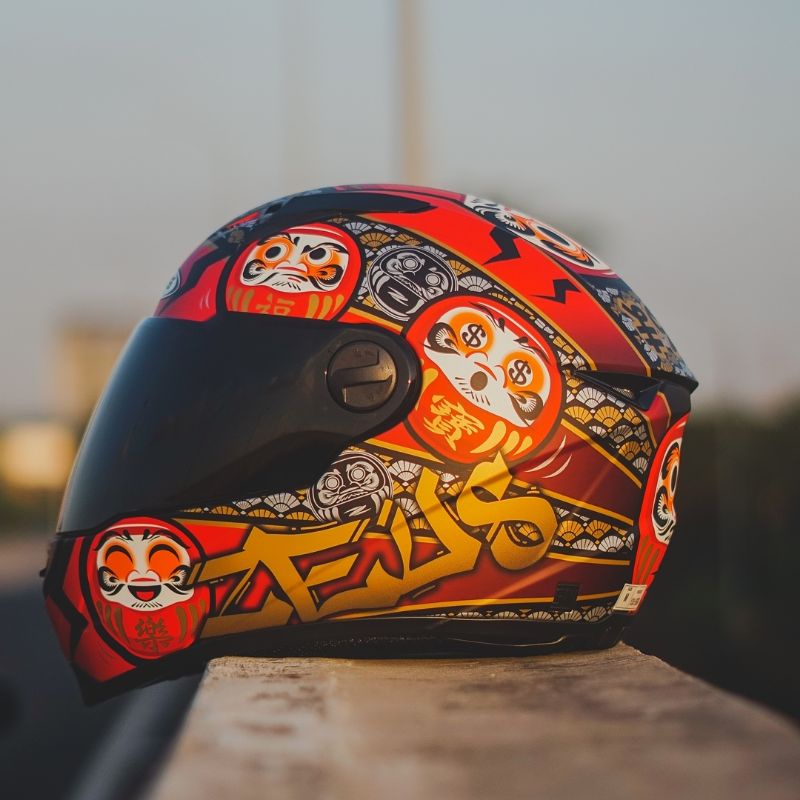 HELM ZEUS FULL FACE BLACK AL5 BLUE - FREE SMOKE VISOR ZEUS ORIGINAL ( ONGKIR 2KG )-AL35 BLACK RED