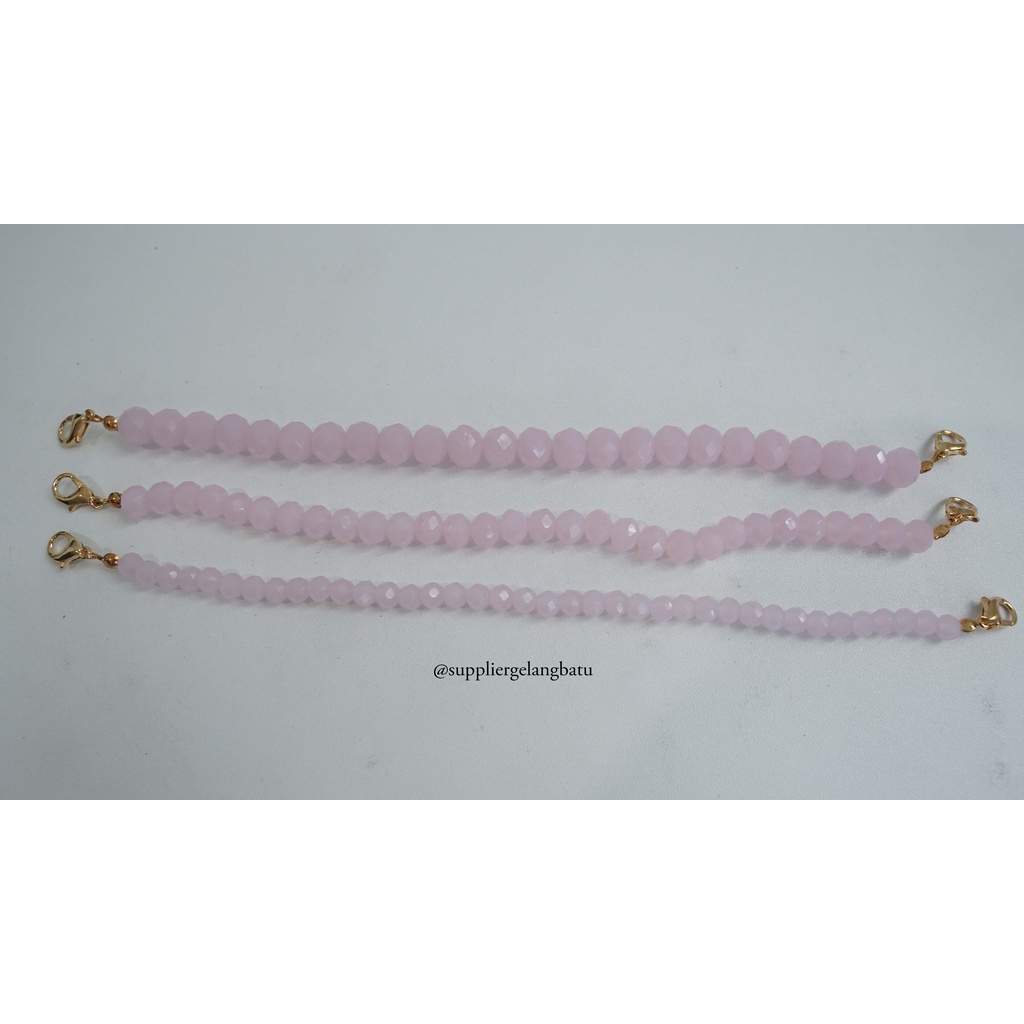 ASLI Konektor Tali Masker Kristal ceko Hijab 6mm 8mm 10mm PINK QUARTZ