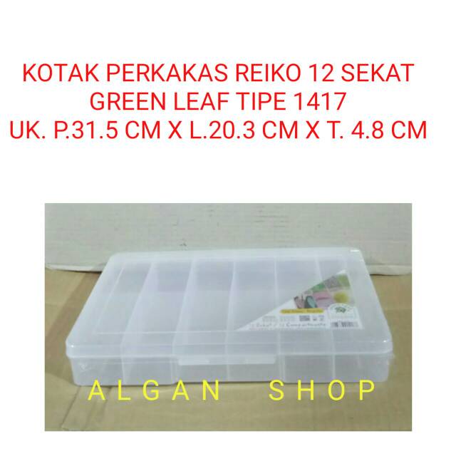 Kotak Obat Perkakas Reiko 1417 Sekat 12 Green Leaf Storage Tool Box Wadah Aksesoris Komponen Benang 