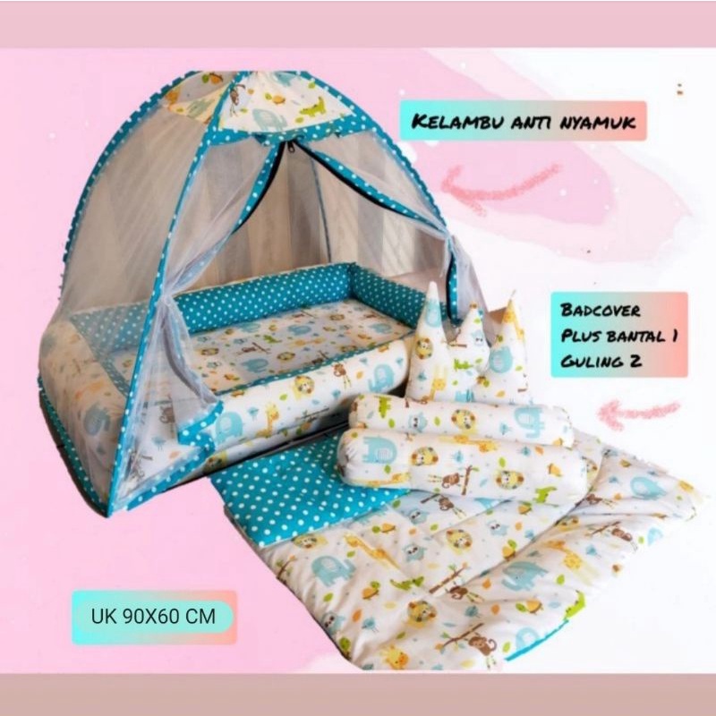 1 Set Kasur Kelambu Bayi Model Tenda Ukuran Besar Kelambu Bisa Di Lepas Gratis Tas Mika