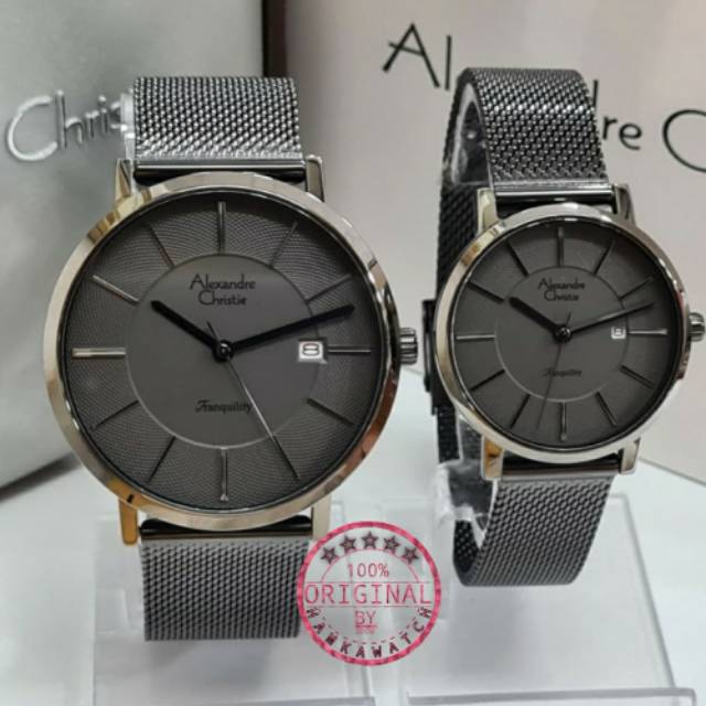 Jam tangan couple alexandre christie original ac8628 black